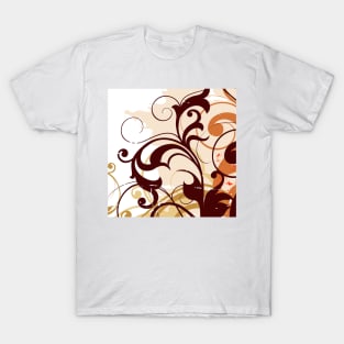 Orange Floral Art T-Shirt